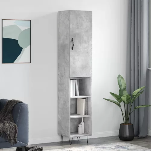 vidaXL betonszürke szerelt fa magasszekrény 34,5x34x180 cm
