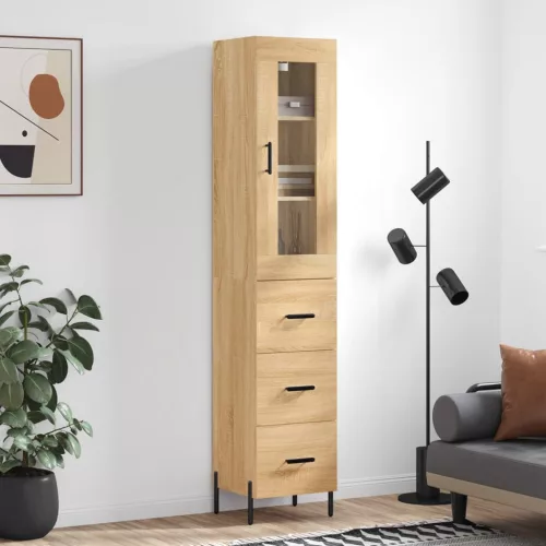 vidaXL sonoma tölgy szerelt fa magasszekrény 34,5x34x180 cm