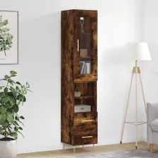   vidaXL füstös tölgy színű szerelt fa magasszekrény 34,5x34x180 cm