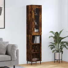   vidaXL füstös tölgy színű szerelt fa magasszekrény 34,5x34x180 cm
