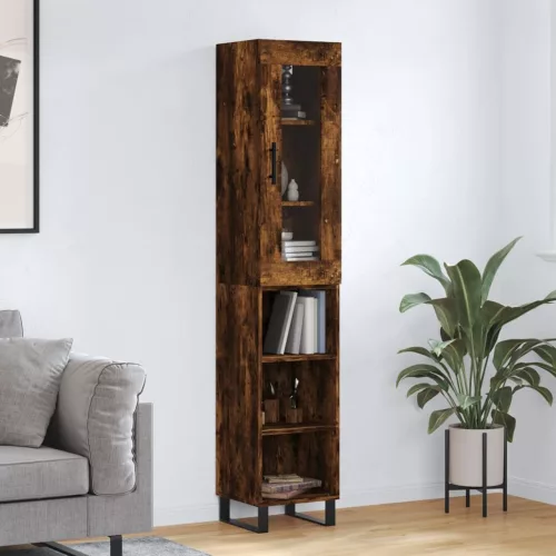 vidaXL füstös tölgy színű szerelt fa magasszekrény 34,5x34x180 cm