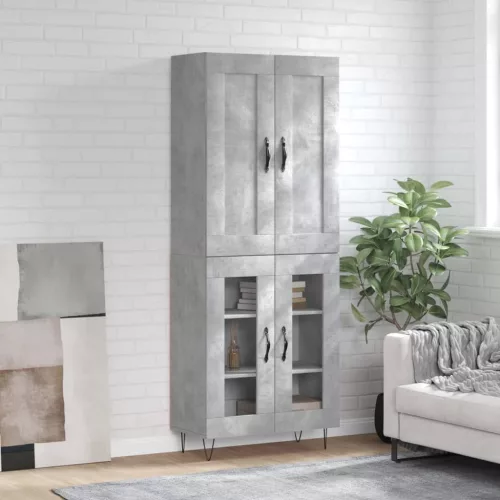 vidaXL betonszürke szerelt fa magasszekrény 69,5 x 34 x 180 cm