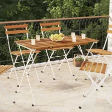   vidaXL tömör akácfa és acél összecsukható bisztróasztal 100x54x71 cm