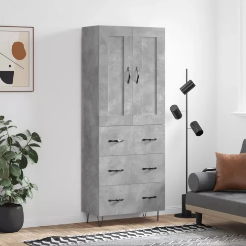 vidaXL betonszürke szerelt fa magasszekrény 69,5 x 34 x 180 cm