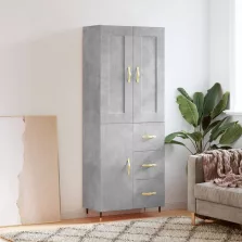   vidaXL betonszürke szerelt fa magasszekrény 69,5 x 34 x 180 cm
