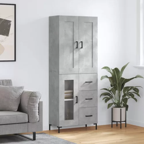 vidaXL betonszürke szerelt fa magasszekrény 69,5 x 34 x 180 cm