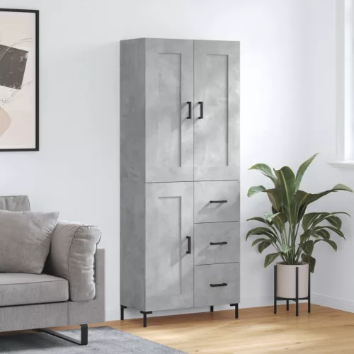 vidaXL betonszürke szerelt fa magasszekrény 69,5 x 34 x 180 cm