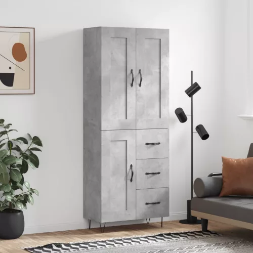 vidaXL betonszürke szerelt fa magasszekrény 69,5 x 34 x 180 cm
