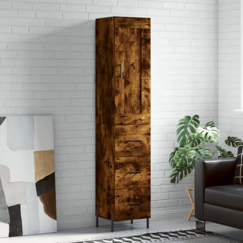 vidaXL füstös tölgy színű szerelt fa magasszekrény 34,5x34x180 cm