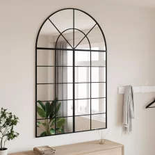 vidaXL fekete ívelt vas fali tükör 100x150 cm