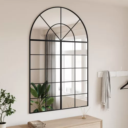 vidaXL fekete ívelt vas fali tükör 100x150 cm