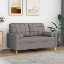   vidaXL 2 személyes tópszínű szövet kanapé díszpárnákkal 120 cm