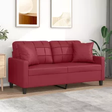   vidaXL 2 személyes bordó műbőr kanapé díszpárnákkal 140 cm
