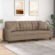   vidaXL 3 személyes cappuccino színű műbőr kanapé díszpárnákkal 180 cm