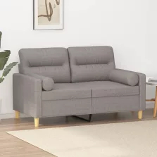   vidaXL 2 személyes tópszínű szövet kanapé díszpárnákkal 120 cm