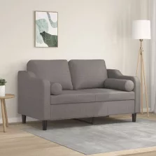   vidaXL 2 személyes tópszínű szövet kanapé díszpárnákkal 120 cm