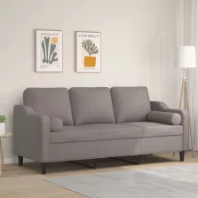   vidaXL 3 személyes tópszínű szövetkanapé díszpárnákkal 180 cm