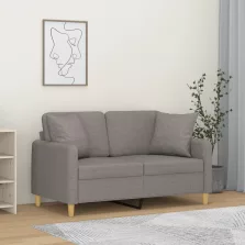   vidaXL 2 személyes tópszínű szövet kanapé díszpárnákkal 120 cm