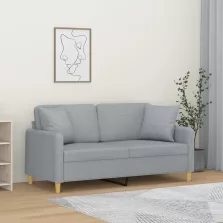   vidaXL 2 személyes világosszürke szövet kanapé díszpárnákkal 140 cm