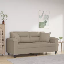   vidaXL 2 személyes tópszínű mikroszálas szövetkanapé párnákkal 140 cm