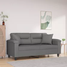   vidaXL 2 személyes sötétszürke mikroszálas szövetkanapé párnával 140cm