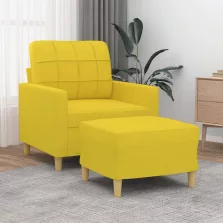   vidaXL világossárga szövet kanapéfotel lábtartóval 60 cm