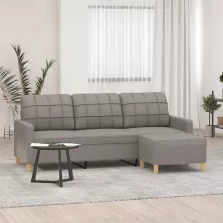   vidaXL 3 személyes tópszínű szövet kanapé lábtartóval 180 cm