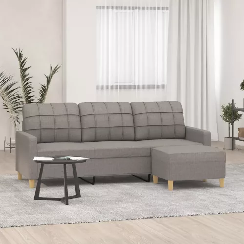 vidaXL 3 személyes tópszínű szövet kanapé lábtartóval 180 cm