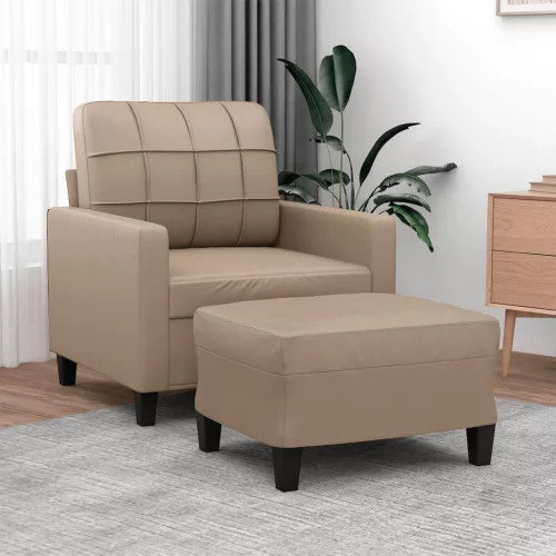 vidaXL kávészínű műbőr kanapéfotel lábtartóval 60 cm