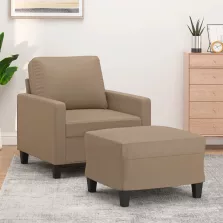   vidaXL kávészínű műbőr kanapéfotel lábtartóval 60 cm