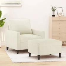   vidaXL krémszínű bársony kanapéfotel lábtartóval 60 cm