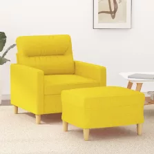   vidaXL világossárga szövet kanapéfotel lábtartóval 60 cm