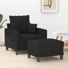 vidaXL fekete szövet kanapéfotel lábtartóval 60 cm