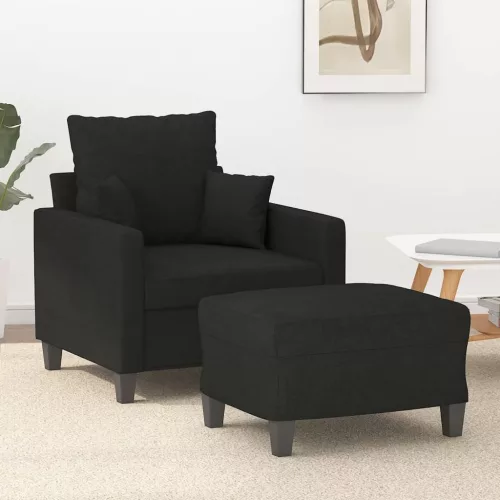 vidaXL fekete szövet kanapéfotel lábtartóval 60 cm