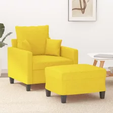   vidaXL világossárga szövet kanapéfotel lábtartóval 60 cm