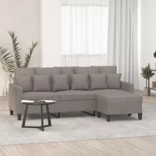   vidaXL 3 személyes tópszínű szövet kanapé lábtartóval 180 cm