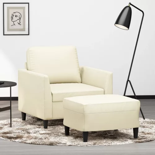 vidaXL krémszínű műbőr kanapéfotel lábtartóval 60 cm