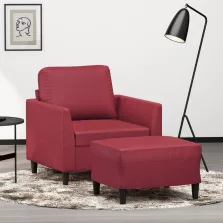 vidaXL bordó műbőr kanapéfotel lábtartóval 60 cm