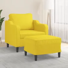   vidaXL világossárga szövet kanapéfotel lábtartóval 60 cm