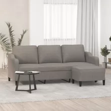   vidaXL 3 személyes tópszínű szövet kanapé lábtartóval 180 cm