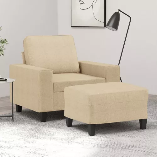 vidaXL krémszínű szövet kanapéfotel lábtartóval 60 cm