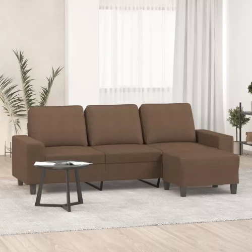 vidaXL 3 személyes barna szövet kanapé lábtartóval 180 cm