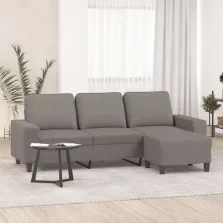   vidaXL 3 személyes tópszínű szövet kanapé lábtartóval 180 cm