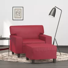 vidaXL bordó műbőr kanapéfotel lábtartóval 60 cm