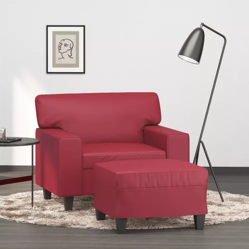 vidaXL bordó műbőr kanapéfotel lábtartóval 60 cm