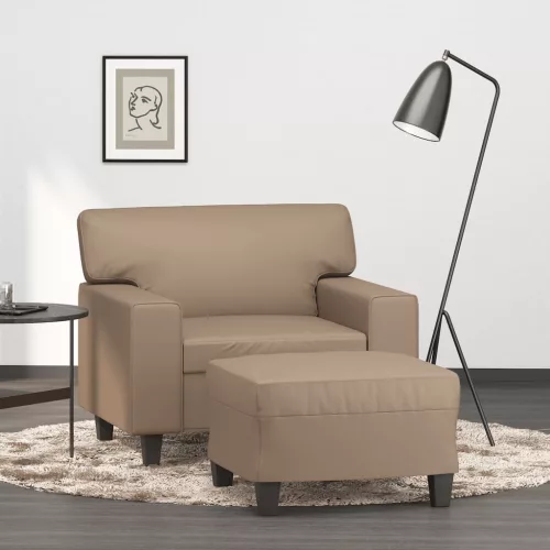 vidaXL kávészínű műbőr kanapéfotel lábtartóval 60 cm