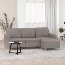   vidaXL 3 személyes tópszínű szövet kanapé lábtartóval 180 cm