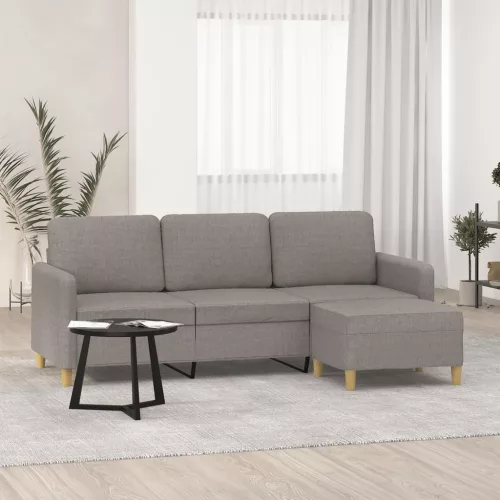 vidaXL 3 személyes tópszínű szövet kanapé lábtartóval 180 cm