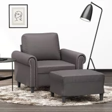 vidaXL szürke műbőr kanapéfotel lábtartóval 60 cm