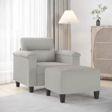   vidaXL világosszürke mikroszálas szövet kanapéfotel lábtartóval 60 cm